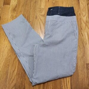 Jason Wu‎ Denim & Seersucker Pants in Twilight Star White